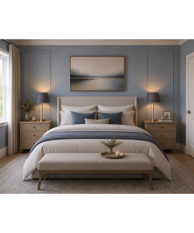 Arezo Gold Table Lamps with Blue Gold Lined Shade (Pair) Arezo Gold Table Lamps with Blue Gold Lined Shade (Pair)