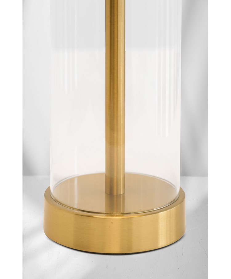 Arezo Gold Table Lamps with Blue Gold Lined Shade (Pair) Arezo Gold Table Lamps with Blue Gold Lined Shade (Pair)