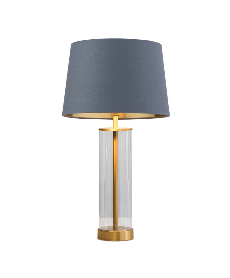 Arezo Gold Table Lamp with Blue Gold Lined Shade Arezo Gold Table Lamp with Blue Gold Lined Shade