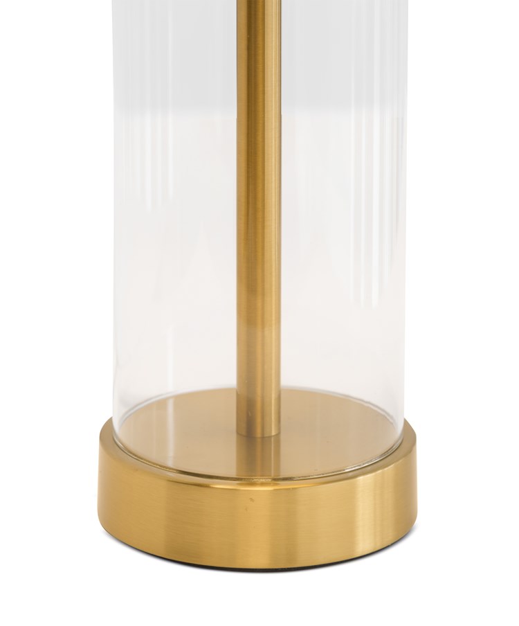 Arezo Modern Gold Glass Cylinder Table Lamp with Ivory Pleat Shade Arezo Modern Gold Glass Cylinder Table Lamp with Ivory Pleat Shade