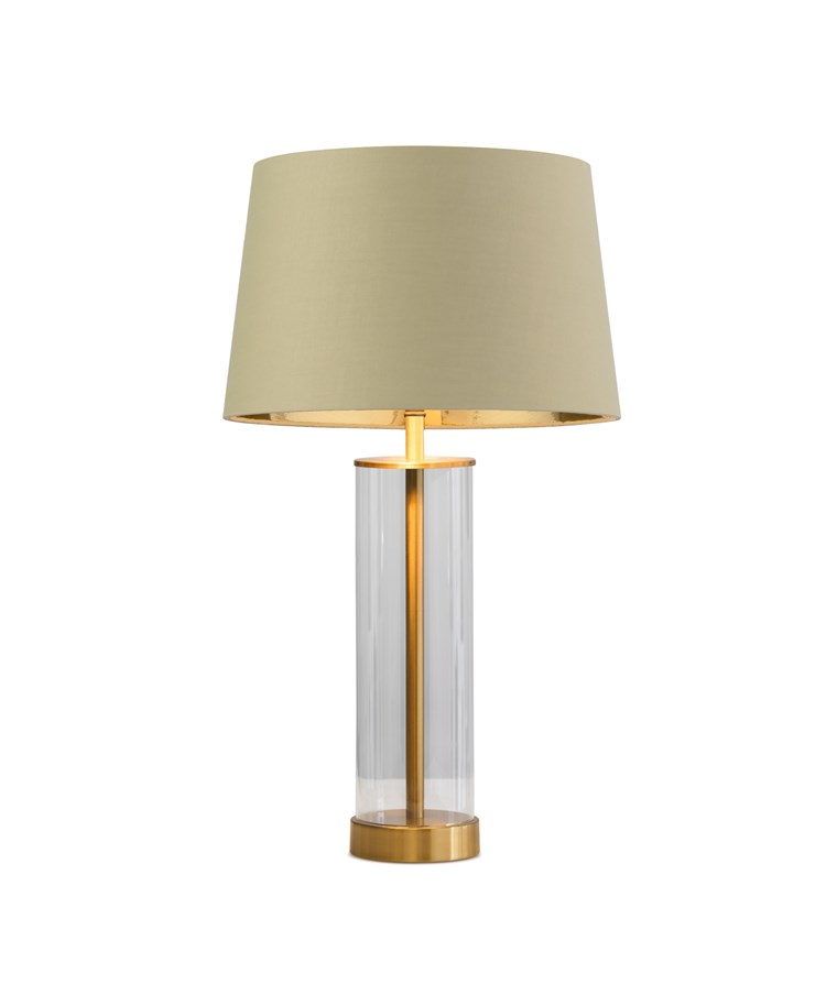 Arezo Gold Table Lamp with Green Gold Lined Shade Arezo Gold Table Lamp with Green Gold Lined Shade