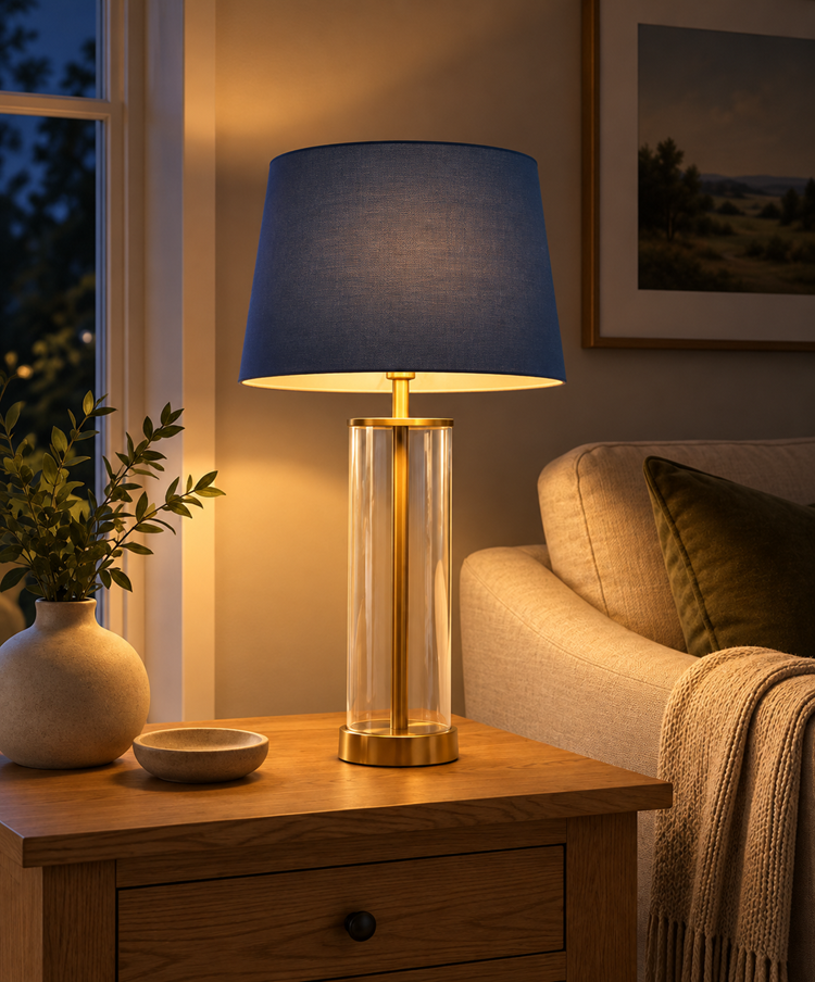 Arezo Gold Table Lamp with Green Gold Lined Shade