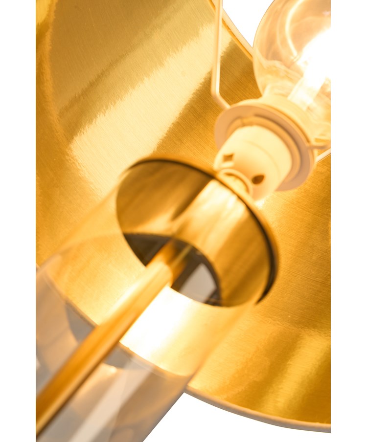 Arezo Modern Gold Glass Cylinder Table Lamp with Ivory Gold Lined Shade Arezo Modern Gold Glass Cylinder Table Lamp with Ivory Gold Lined Shade