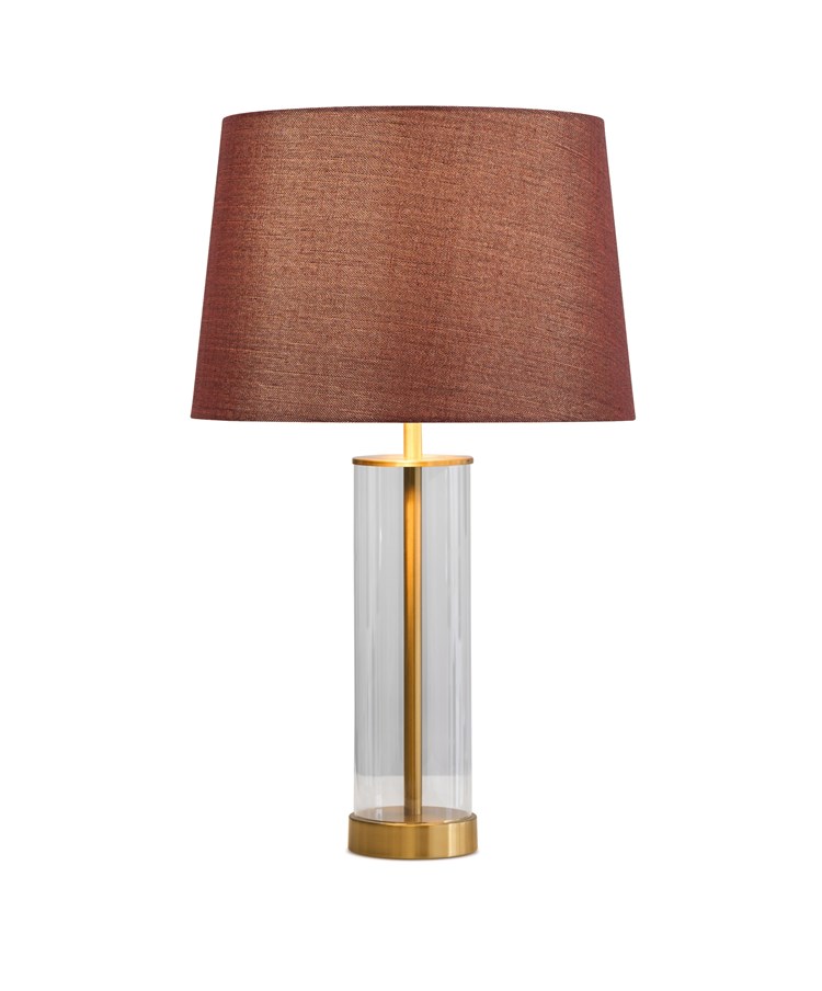 Arezo Gold Table Lamp with Red Gold Linen Shade