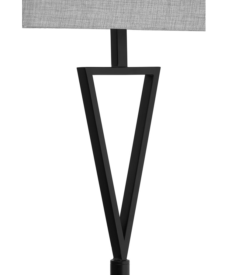 V Design Black Space-Saving Slimline Floor Lamp with Grey Linen Shade V Design Black Space-Saving Slimline Floor Lamp with Grey Linen Shade