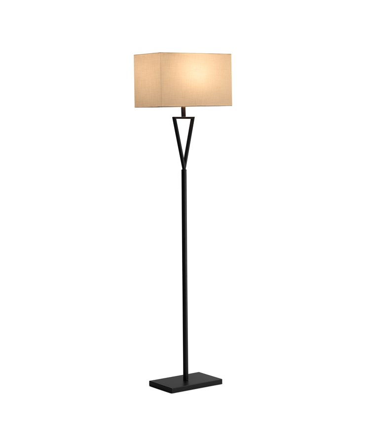 V Design Black Space-Saving Slimline Floor Lamp with Ivory Linen Shade V Design Black Space-Saving Slimline Floor Lamp with Ivory Linen Shade