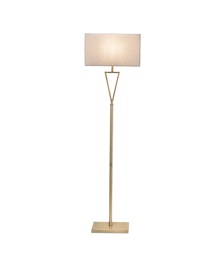 V Design Antique Brass Space-Saving Slimline Floor Lamp with Grey Linen Shade V Design Antique Brass Space-Saving Slimline Floor Lamp with Grey Linen Shade