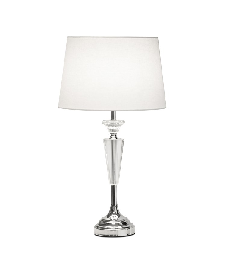 Kwartz Modern Faceted Glass Crystal Chrome Table Lamp with Ivory Linen Shade Kwartz Modern Faceted Glass Crystal Chrome Table Lamp with Ivory Linen Shade