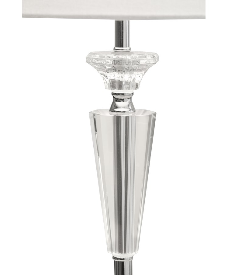 Kwartz Modern Faceted Glass Crystal Chrome Table Lamp with Ivory Linen Shade Kwartz Modern Faceted Glass Crystal Chrome Table Lamp with Ivory Linen Shade