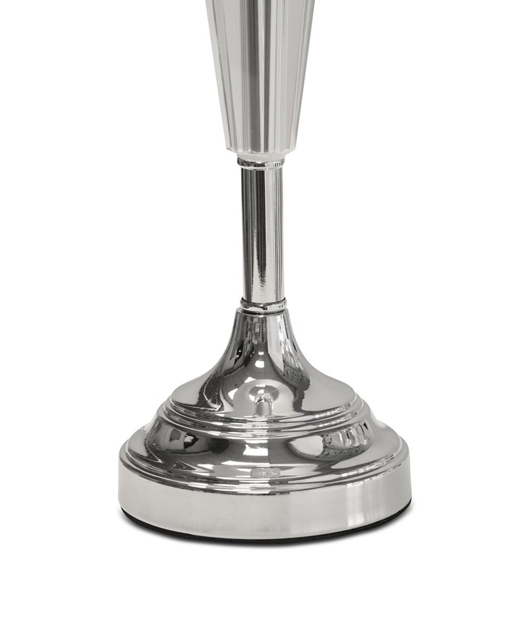 Kwartz Modern Faceted Glass Crystal Chrome Table Lamp with Ivory Pleat Shade