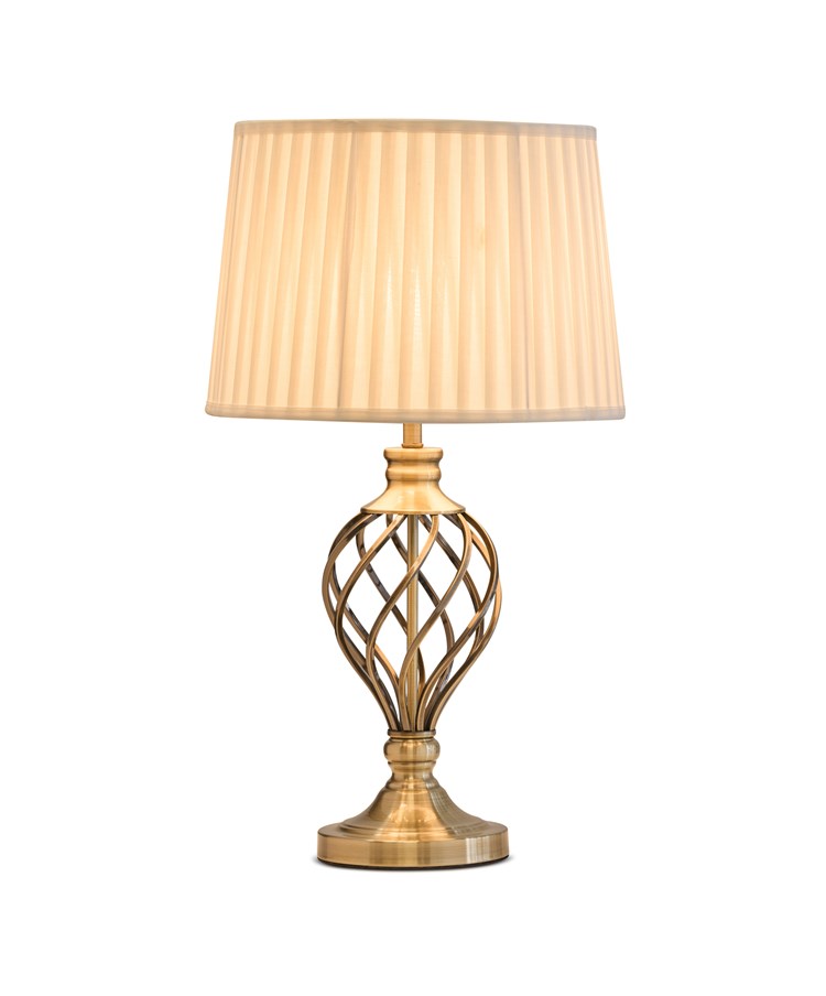 Hepburn Large Barley Twist Antique Brass Table Lamp with Ivory Pleated Shade Hepburn Large Barley Twist Antique Brass Table Lamp with Ivory Pleated Shade