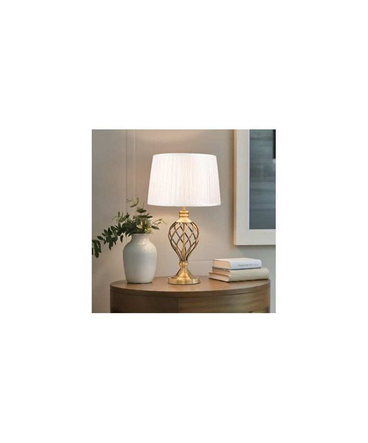 Hepburn Large Barley Twist Antique Brass Traditional Table Lamp with Ivory Pleat Hepburn Large Barley Twist Antique Brass Traditional Table Lamp with Ivory Pleat