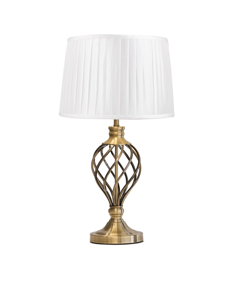 Hepburn Large Barley Twist Antique Brass Traditional Table Lamp with Ivory Pleat Hepburn Large Barley Twist Antique Brass Traditional Table Lamp with Ivory Pleat
