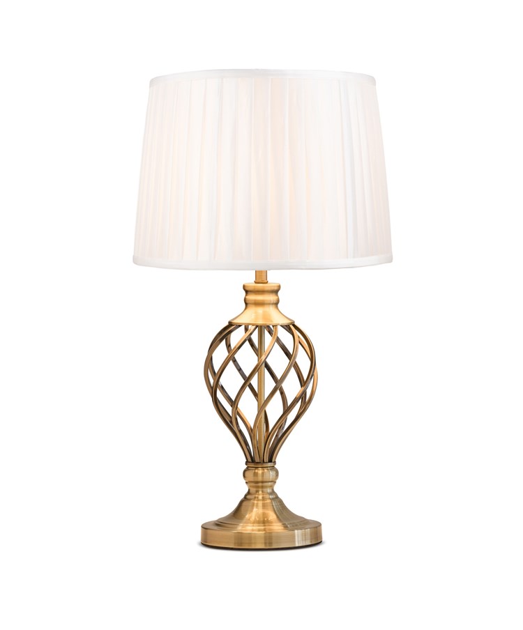 Hepburn Large Barley Twist Antique Brass Traditional Table Lamp with Ivory Pleat Hepburn Large Barley Twist Antique Brass Traditional Table Lamp with Ivory Pleat