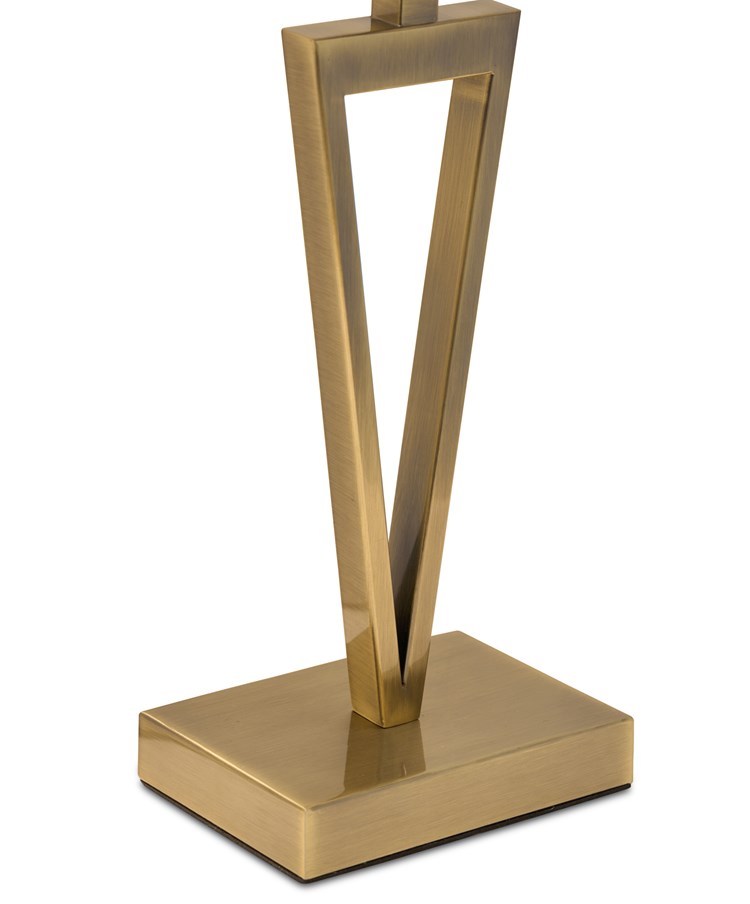 V Design Antique Brass Slimline Table Lamp with Grey Linen Shade V Design Antique Brass Slimline Table Lamp with Grey Linen Shade