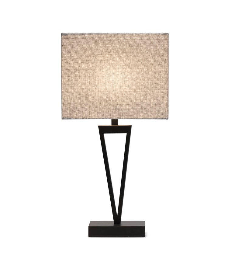 V Design Modern Black Slimline Table Lamp with Grey Linen Shade V Design Modern Black Slimline Table Lamp with Grey Linen Shade