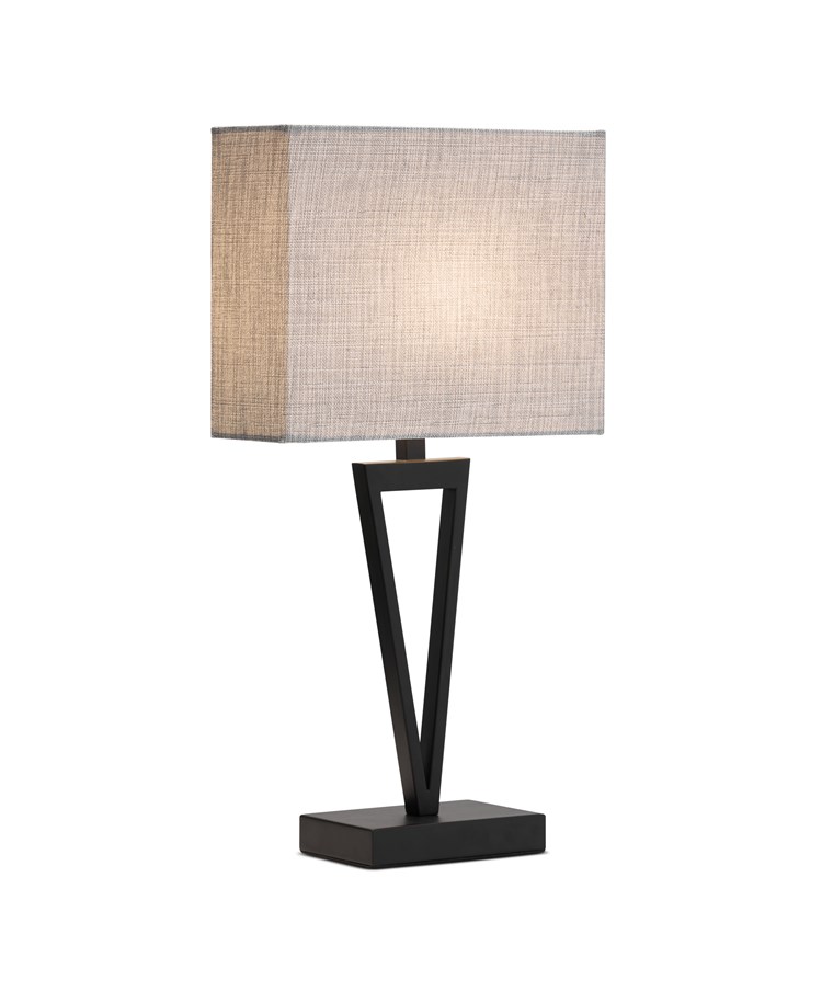 V Design Modern Black Slimline Table Lamp with Grey Linen Shade V Design Modern Black Slimline Table Lamp with Grey Linen Shade