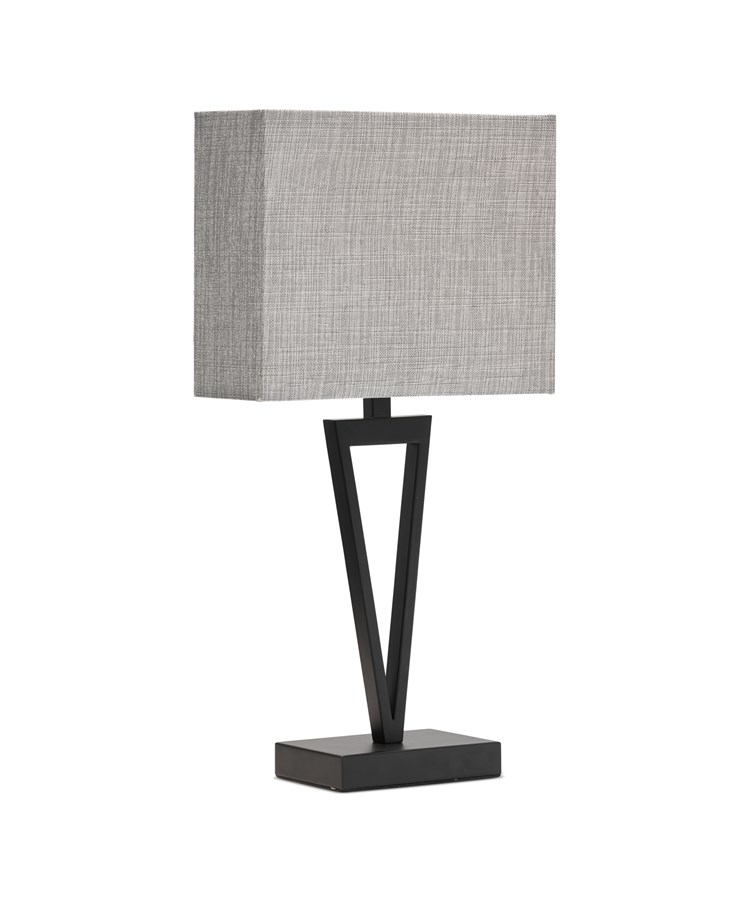 V Design Modern Black Slimline Table Lamp with Grey Linen Shade V Design Modern Black Slimline Table Lamp with Grey Linen Shade