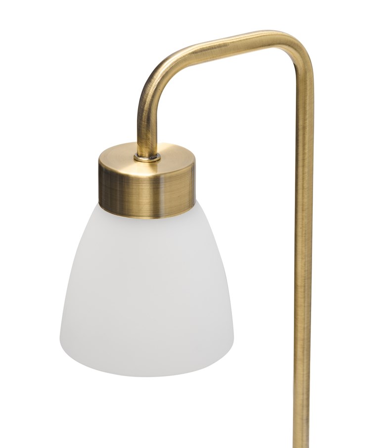 Arch Antique Brass Vintage Industrial Table Lamp with Jasmin Opal Glass Shade Arch Antique Brass Vintage Industrial Table Lamp with Jasmin Opal Glass Shade