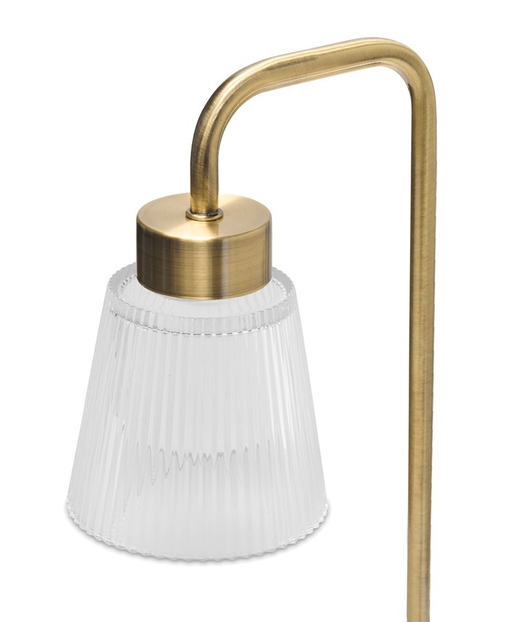 Antique Arch Table Lamp with Mandalay Ribbed Clear Glass Shade Antique Arch Table Lamp with Mandalay Ribbed Clear Glass Shade