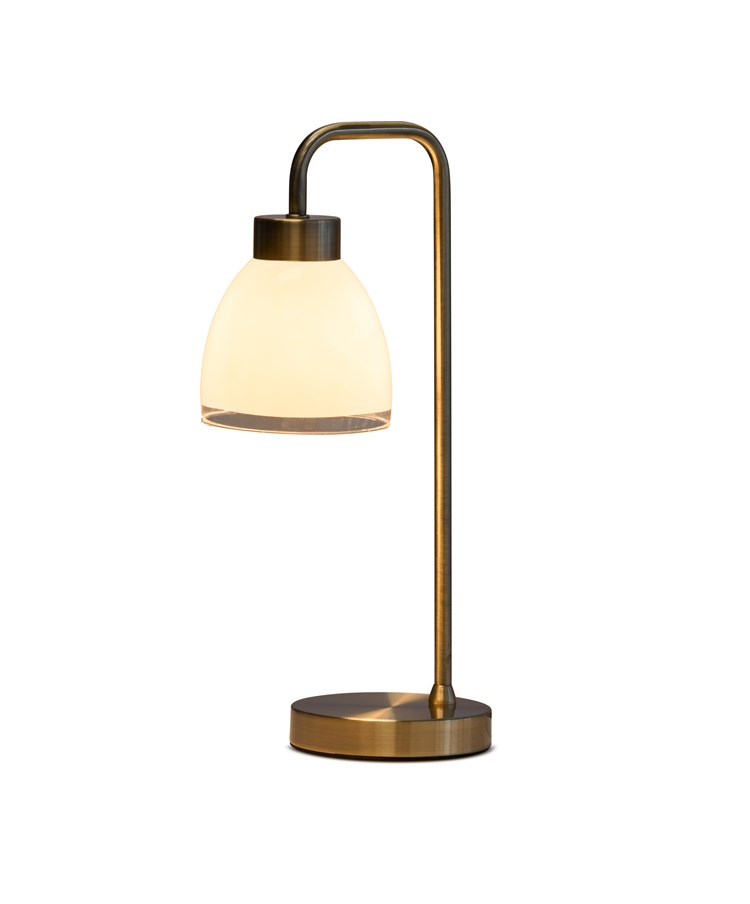Arch Antique Brass Vintage Industrial Table Lamp with St Tropez Glass Shade Arch Antique Brass Vintage Industrial Table Lamp with St Tropez Glass Shade