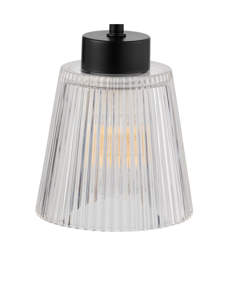 Black Arch Table Lamp with Mandalay Ribbed Clear Glass Shade Black Arch Table Lamp with Mandalay Ribbed Clear Glass Shade