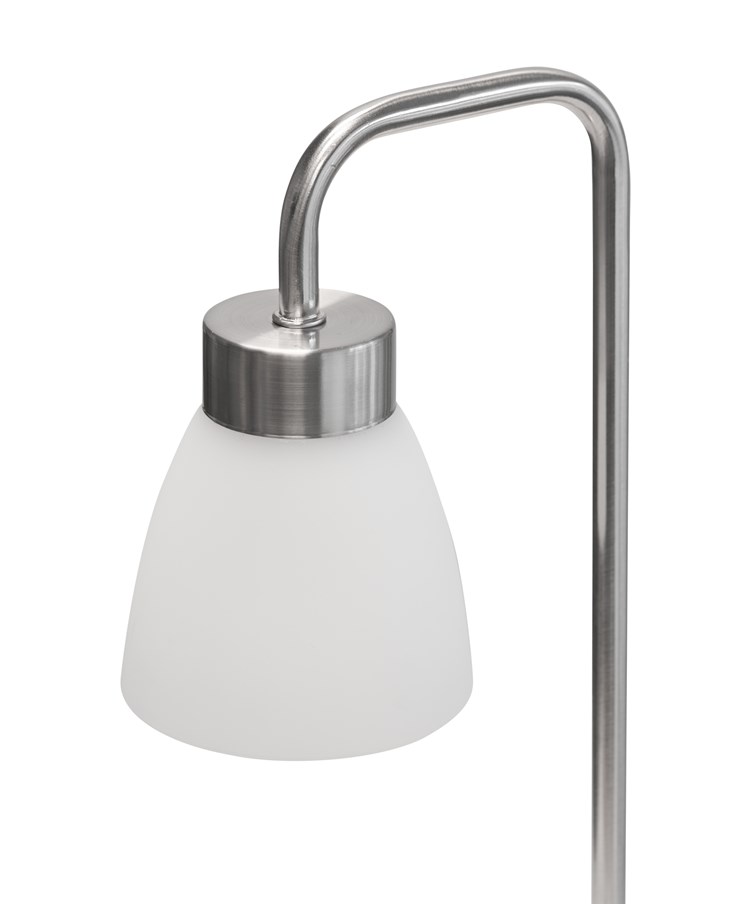 Arch Satin Silver Vintage Industrial Table Lamp with Jasmin Opal Glass Shade Arch Satin Silver Vintage Industrial Table Lamp with Jasmin Opal Glass Shade