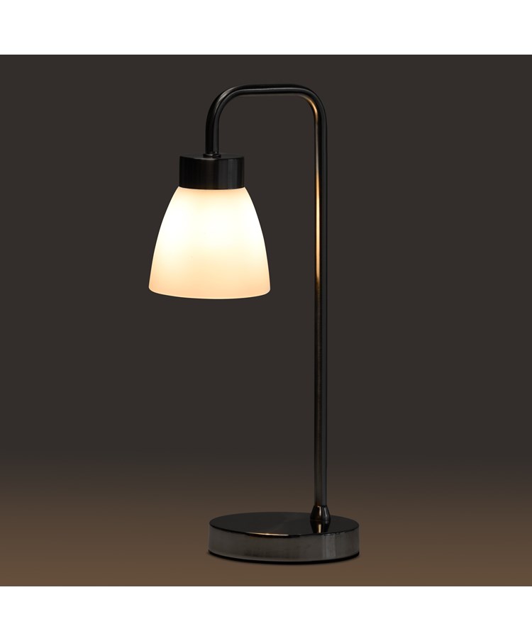 Arch Satin Silver Vintage Industrial Table Lamp with Jasmin Opal Glass Shade Arch Satin Silver Vintage Industrial Table Lamp with Jasmin Opal Glass Shade