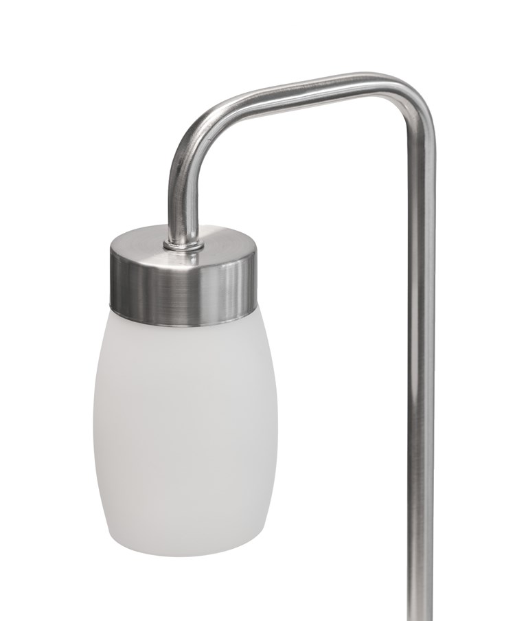 Arch Satin Silver Vintage Industrial Table Lamp with Marino Glass Shade Arch Satin Silver Vintage Industrial Table Lamp with Marino Glass Shade