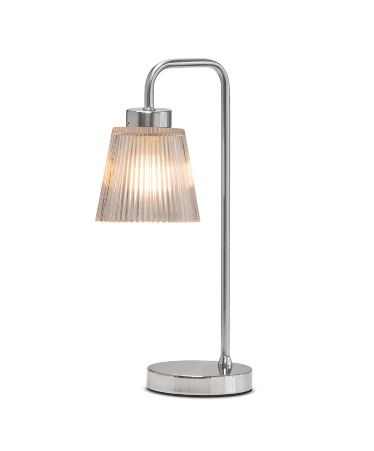 Silver Arch Table Lamp with Mandalay Ribbed Clear Glass Shade