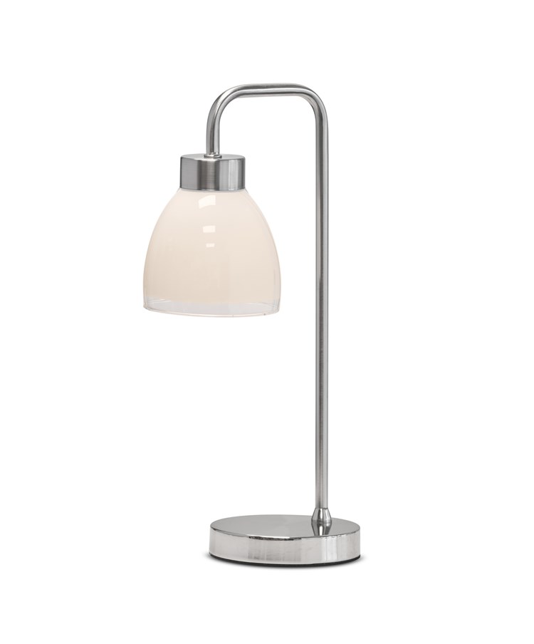 Arch Satin Silver Vintage Industrial Table Lamp with St Tropez Glass Shade Arch Satin Silver Vintage Industrial Table Lamp with St Tropez Glass Shade