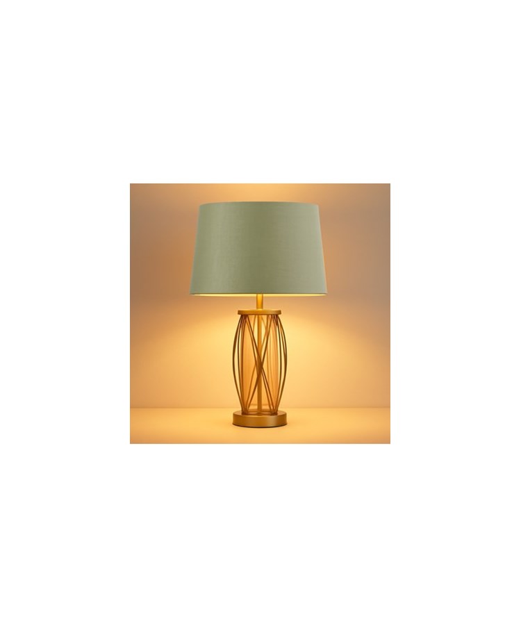 Ashleigh Antique Brass Amber Glass Table Lamp with Sage Green Ashleigh Antique Brass Amber Glass Table Lamp with Sage Green