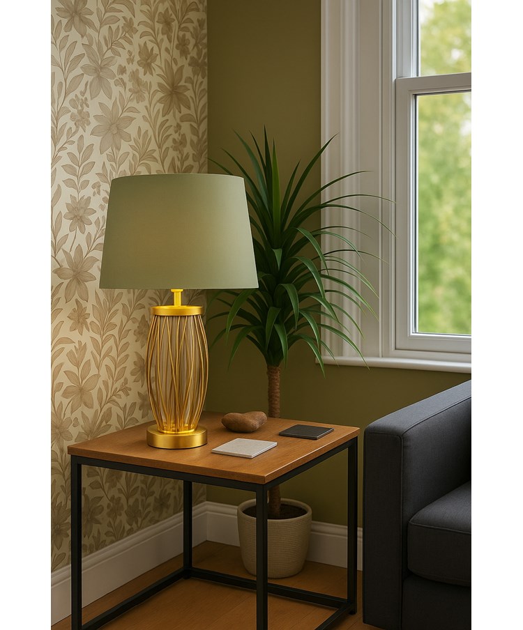 Ashleigh Antique Brass Amber Glass Table Lamp with Sage Green Ashleigh Antique Brass Amber Glass Table Lamp with Sage Green
