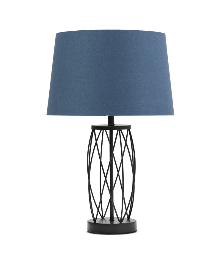 Ashleigh Black (No Glass) Table Lamp with Juniper Blue Shade Ashleigh Black (No Glass) Table Lamp with Juniper Blue Shade