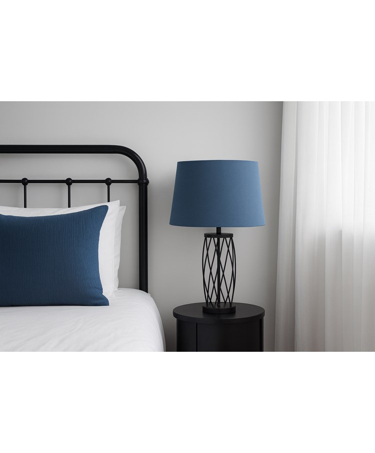Ashleigh Black (No Glass) Table Lamp with Juniper Blue Shade Ashleigh Black (No Glass) Table Lamp with Juniper Blue Shade
