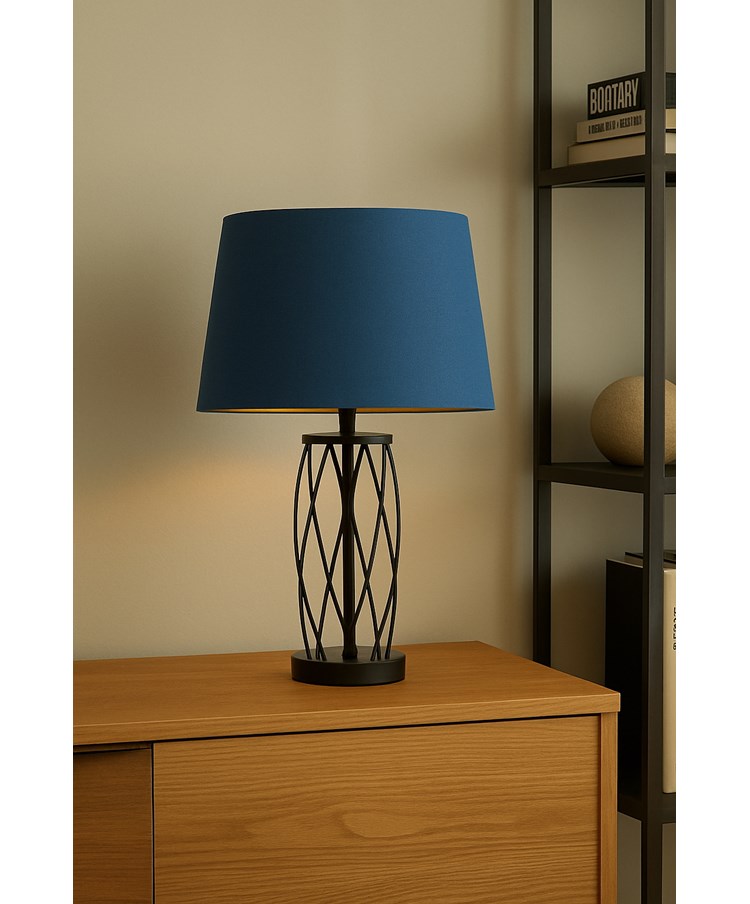 Ashleigh Black (No Glass) Table Lamp with Juniper Blue Shade Ashleigh Black (No Glass) Table Lamp with Juniper Blue Shade