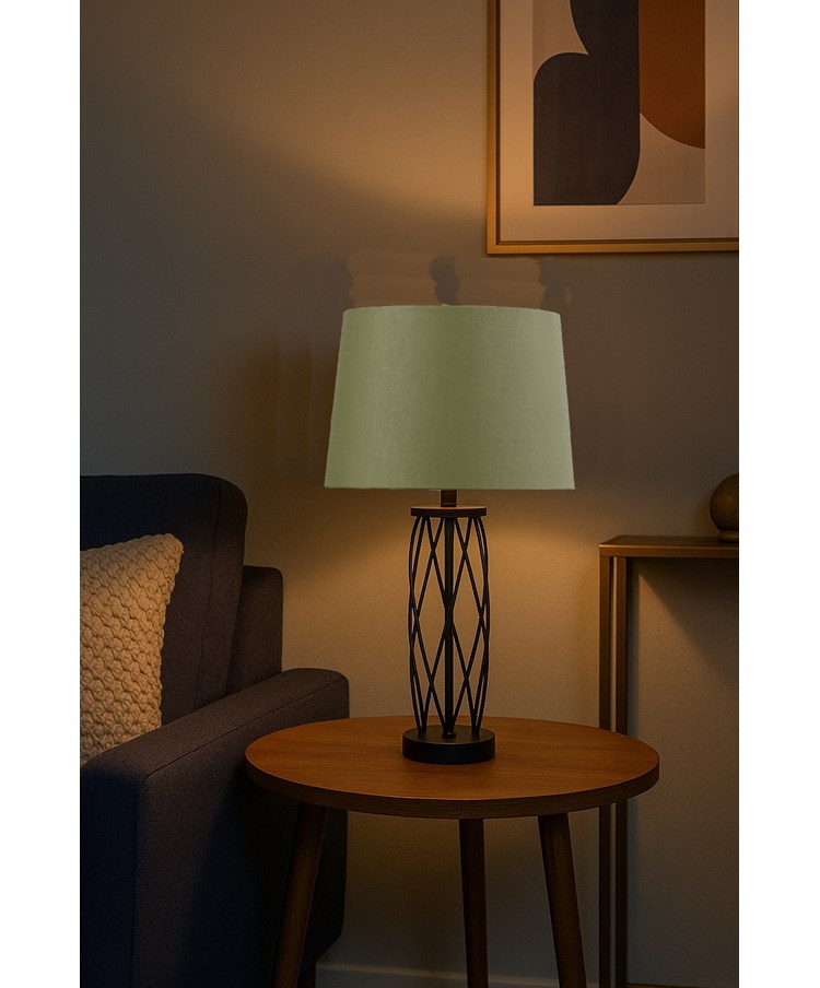 Ashleigh Black (No Glass) Table Lamp with Sage Green Shade Ashleigh Black (No Glass) Table Lamp with Sage Green Shade