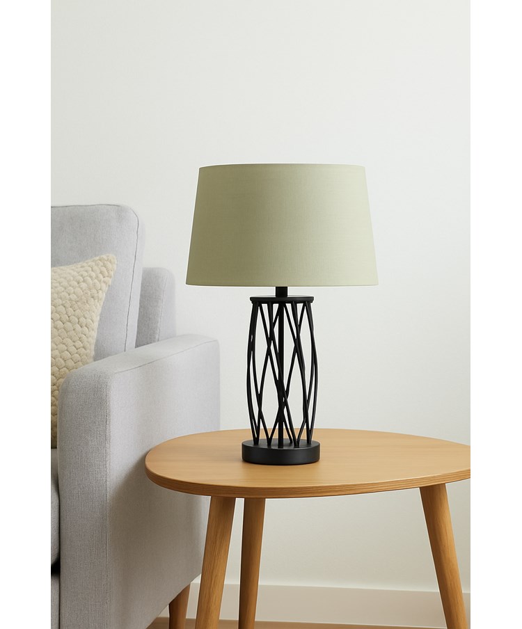 Ashleigh Black (No Glass) Table Lamp with Sage Green Shade Ashleigh Black (No Glass) Table Lamp with Sage Green Shade