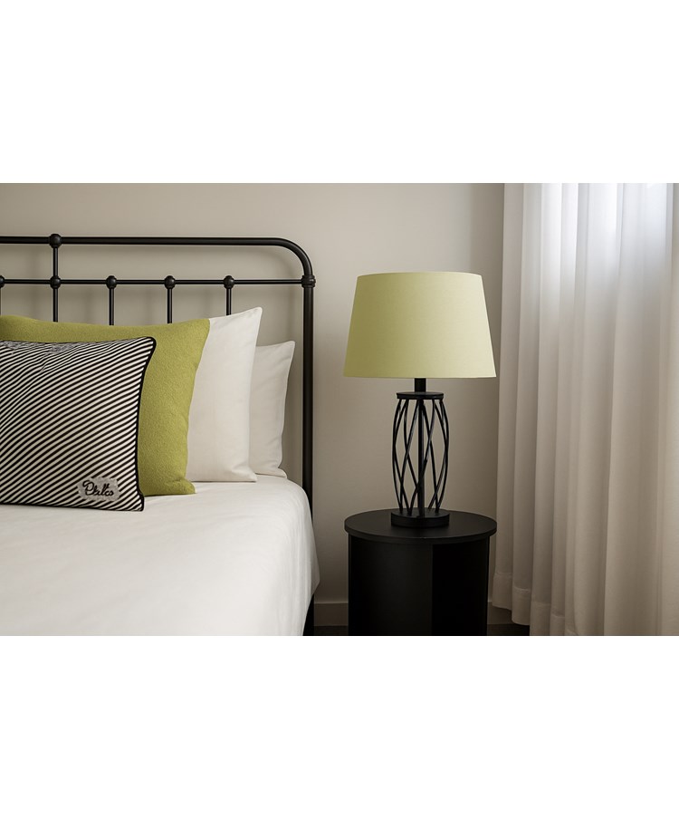 Ashleigh Black (No Glass) Table Lamp with Sage Green Shade Ashleigh Black (No Glass) Table Lamp with Sage Green Shade