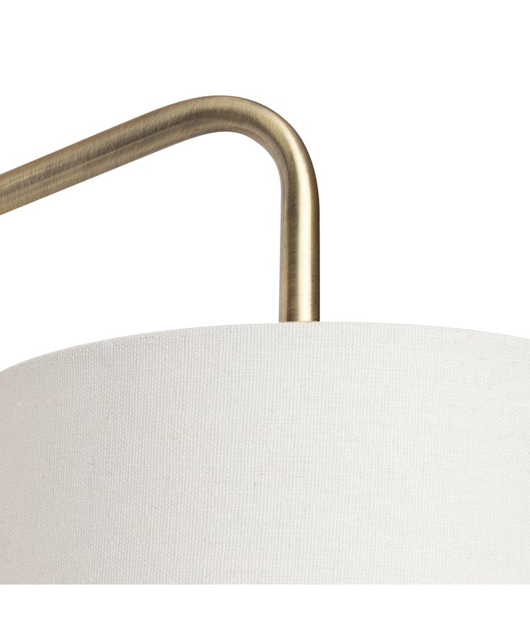 Stratton Antique Brass Swing Arm Plug In Wall Light with Natural Linen Shade Stratton Antique Brass Swing Arm Plug In Wall Light with Natural Linen Shade