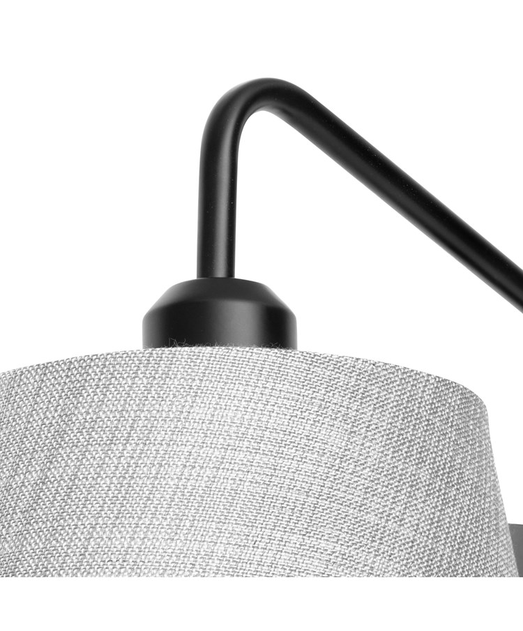 Stratton Matt Black Swing Arm Plug In Wall Light with Grey Linen Shade Stratton Matt Black Swing Arm Plug In Wall Light with Grey Linen Shade