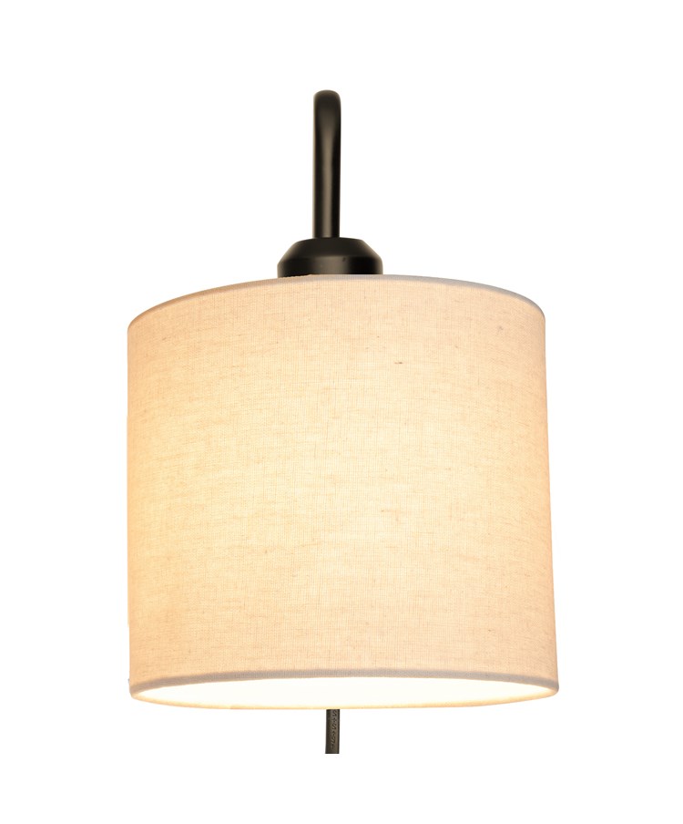 Stratton Matt Black Swing Arm Plug In Wall Light with Natural Linen Shade Stratton Matt Black Swing Arm Plug In Wall Light with Natural Linen Shade