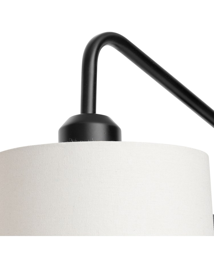 Stratton Matt Black Swing Arm Plug In Wall Light with Natural Linen Shade Stratton Matt Black Swing Arm Plug In Wall Light with Natural Linen Shade