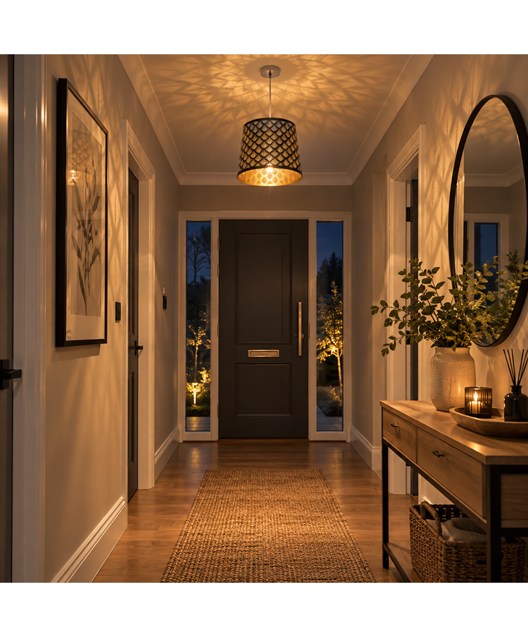 Midas Black Gold Steel Stencil Ceiling Light Pendant Shade Only