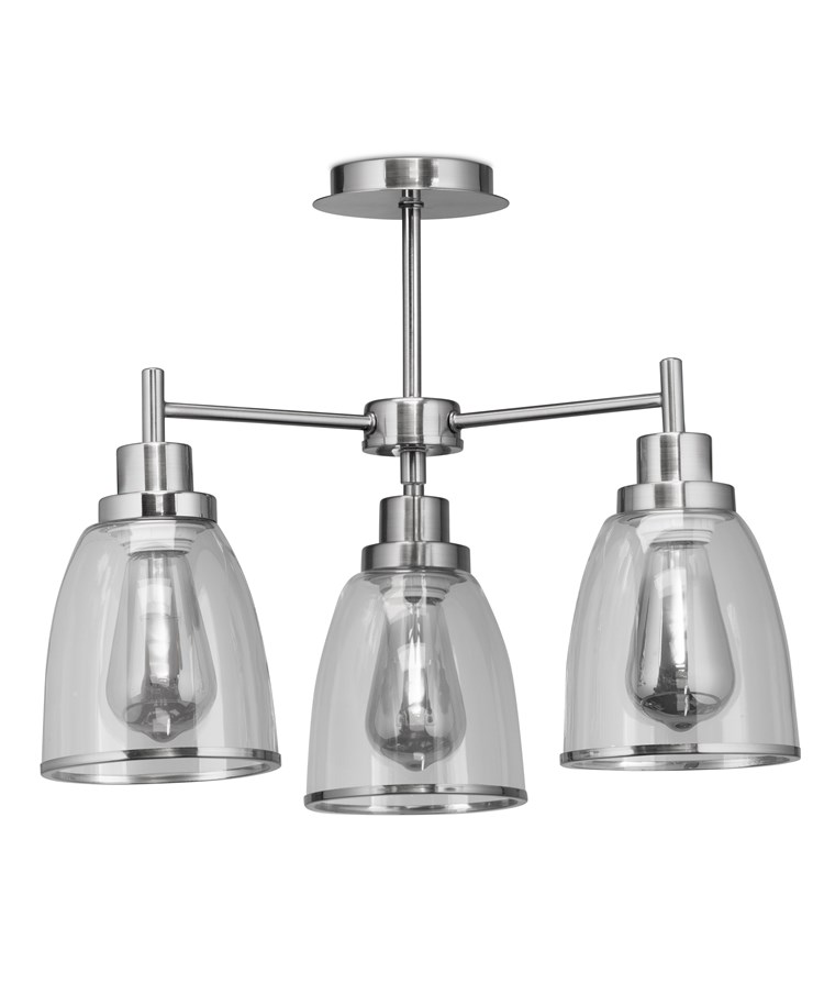 Corsica Silver 3 Light Ceiling Light with Rossi Glass Shades Corsica Silver 3 Light Ceiling Light with Rossi Glass Shades