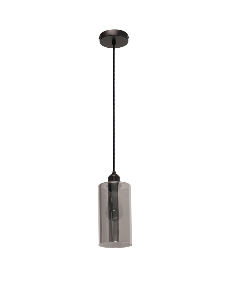 Menari Matt Black Modern Designer Ceiling Pendant with Smoked Glass Shade Menari Matt Black Modern Designer Ceiling Pendant with Smoked Glass Shade