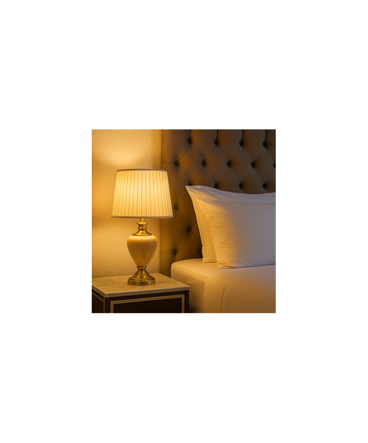 Hepburn Large Cream Marble Effect Table Lamp w/Cream Pleat Shade - Cream & Gold Hepburn Large Cream Marble Effect Table Lamp w/Cream Pleat Shade - Cream & Gold