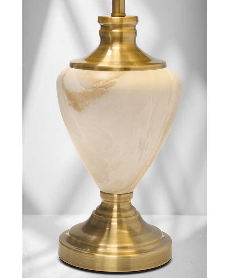 Hepburn Large Cream Marble Effect Table Lamp w/Cream Pleat Shade - Cream & Gold Hepburn Large Cream Marble Effect Table Lamp w/Cream Pleat Shade - Cream & Gold