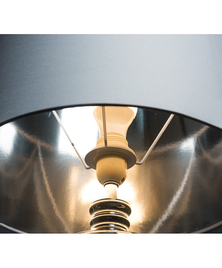 Hepburn Large Grey Marble Effect Table Lamp with Grey Silver Lined Shade - Grey Hepburn Large Grey Marble Effect Table Lamp with Grey Silver Lined Shade - Grey