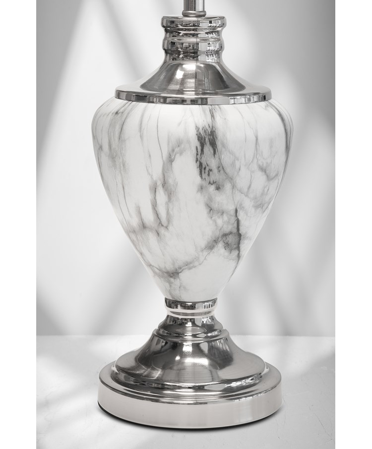 Hepburn Large Grey Marble Effect Table Lamp with Grey Silver Lined Shade - Grey Hepburn Large Grey Marble Effect Table Lamp with Grey Silver Lined Shade - Grey